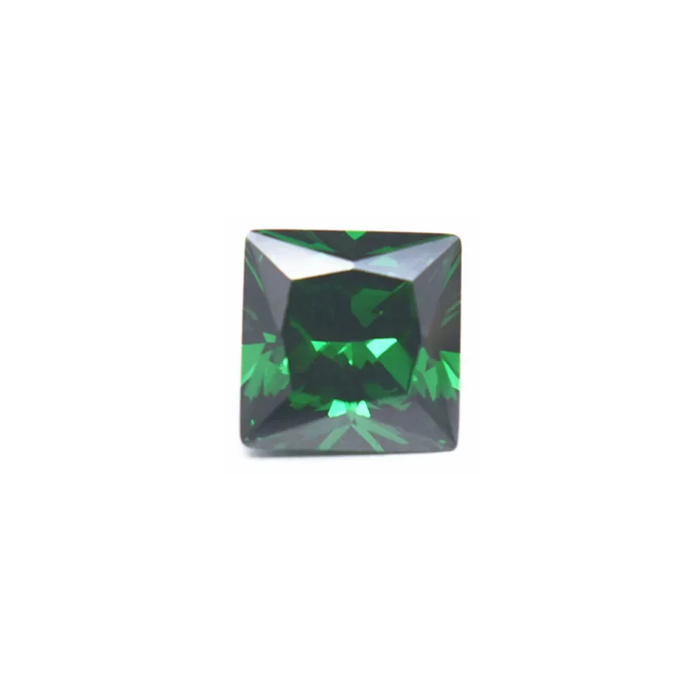 High Quality Emerald Princess Cut Gemstone Square Faceted Medium Green Emerald Gem ER052