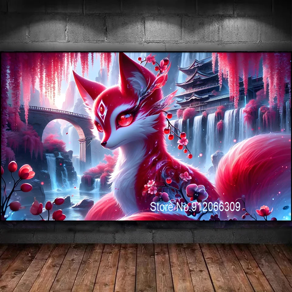 Stunning Red Fox Diy Diamond art Painting New 2025 Big Size Mosaic jewelry Cross stitch Fantasy Waterfall landscape Home Decor