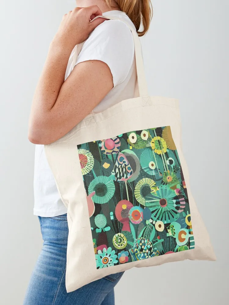 

whimsical flowers 3 Tote Bag foldable reusable bag great bag university shopper Handbags women