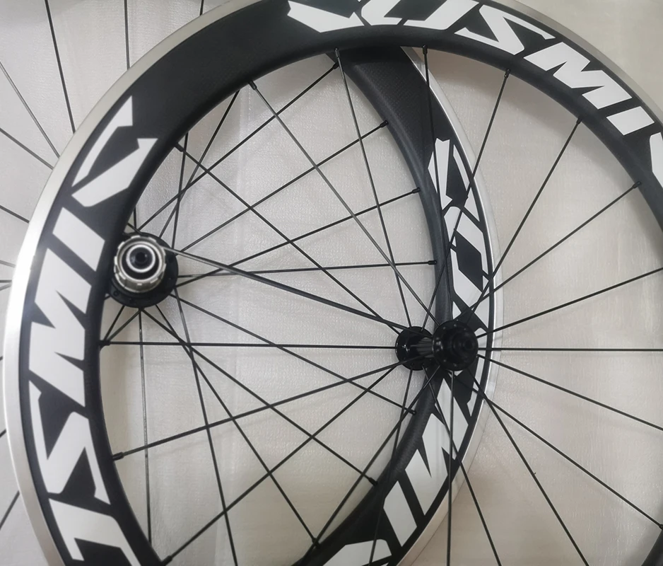 Width 23mm Carbon Road Bike Clincher Wheel 38/50/60mm Alloy V Brake Surface Customized Decal Ratchet 52T Hub Wheelset 700C