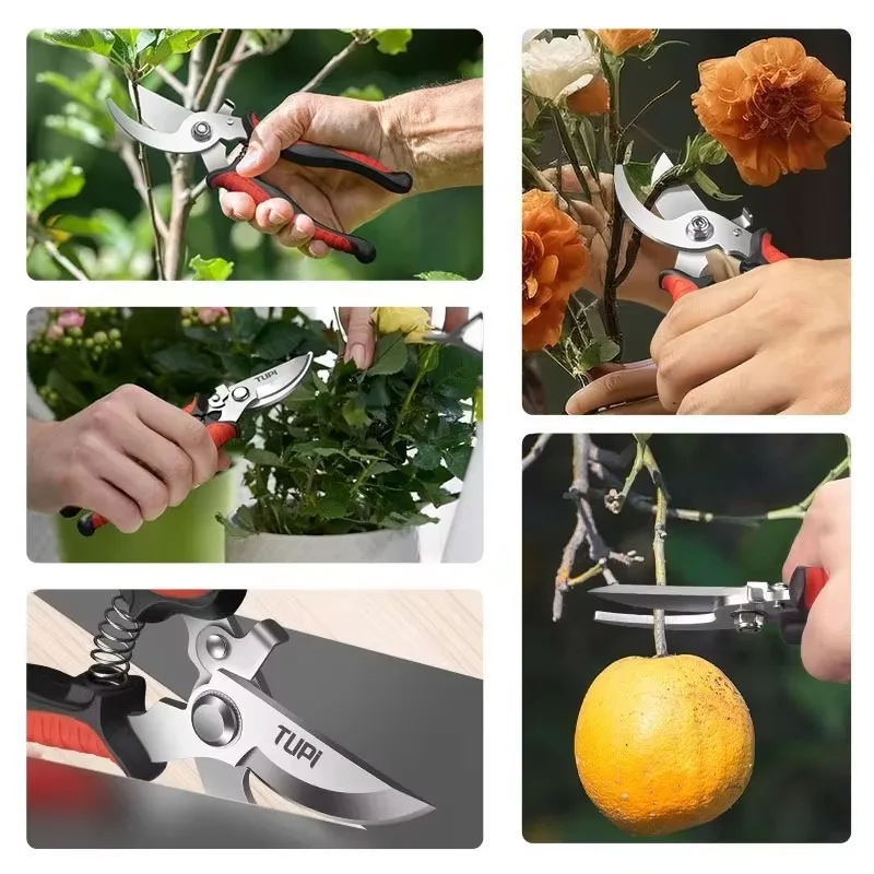 Professional Heavy-Duty Garden Pruning Shears, With Anti-Slip Grip - Suitable For Pruning Thick Branches Of Trees, Floral Arra