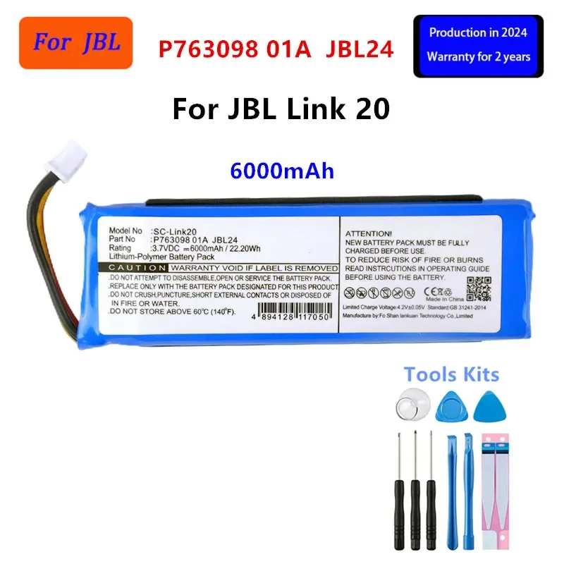 

Original P763098 01A JBL24 6000mAh For JBL Link20/ Link 20 Bluetooth Wireless Speaker Replacement Battery+Tools .