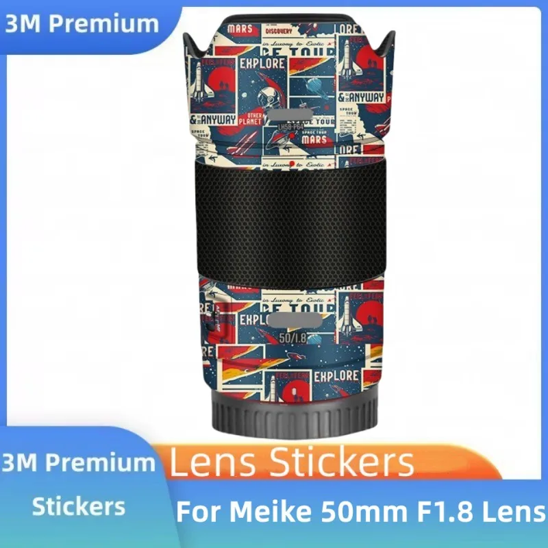 For Meike 50mm F1.8 Decal Skin Vinyl Wrap Film Camera Lens Body Protective Sticker Coat ( E Mount ) FE50F1.8