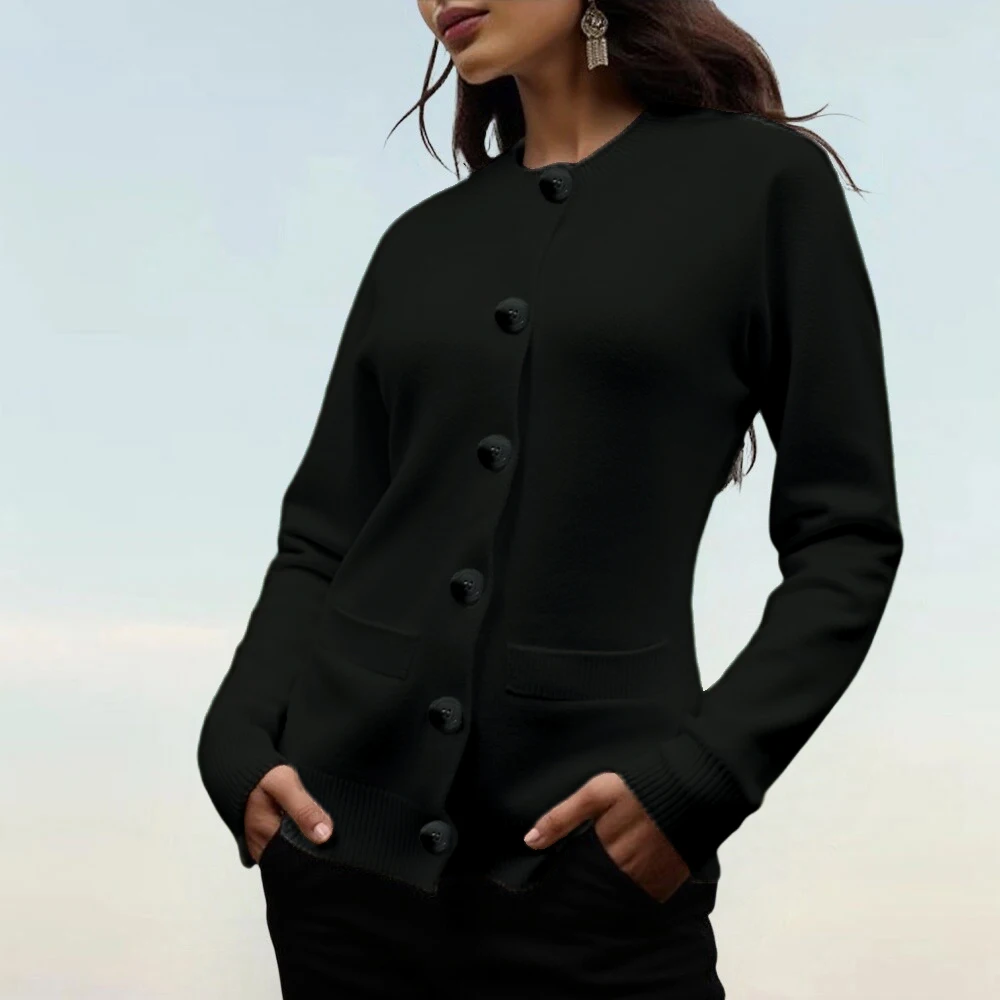 여성용 긴 소매 라운드 넥 스웨터 가을 겨울 패션 편안한 단색 우아한 일상복