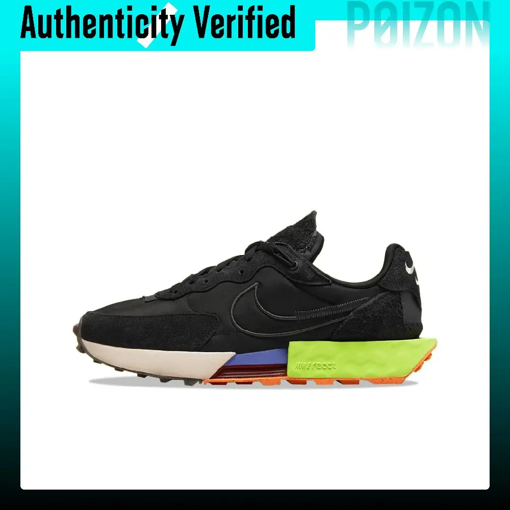 Nike Fontanka Waffle Running Shoes Women's Low-top Black/Green/Orange/Blue DC3579-001