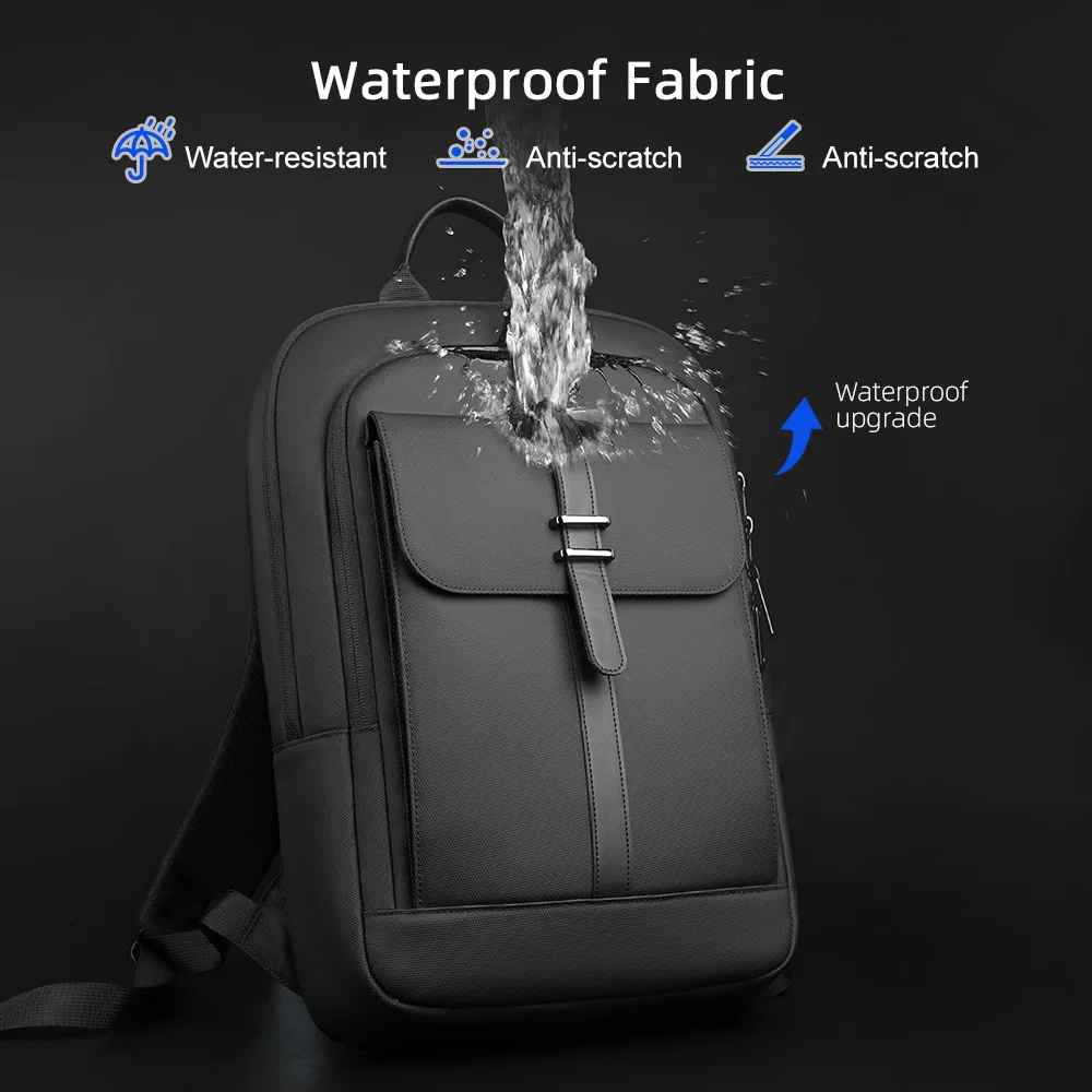 Zaino da uomo sottile HK Borse per laptop da 15,6 pollici Zaino da lavoro d'affari impermeabile Zaino da scuola casual Borsa da viaggio per college