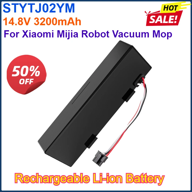 14.8V 3200mAh STYTJ02YM Rechargeable Battery for Xiaomi Mijia Robot Vacuum Mop 3C 2S P XMSTJQR2S Sweeping Mopping Vacuum Cleaner