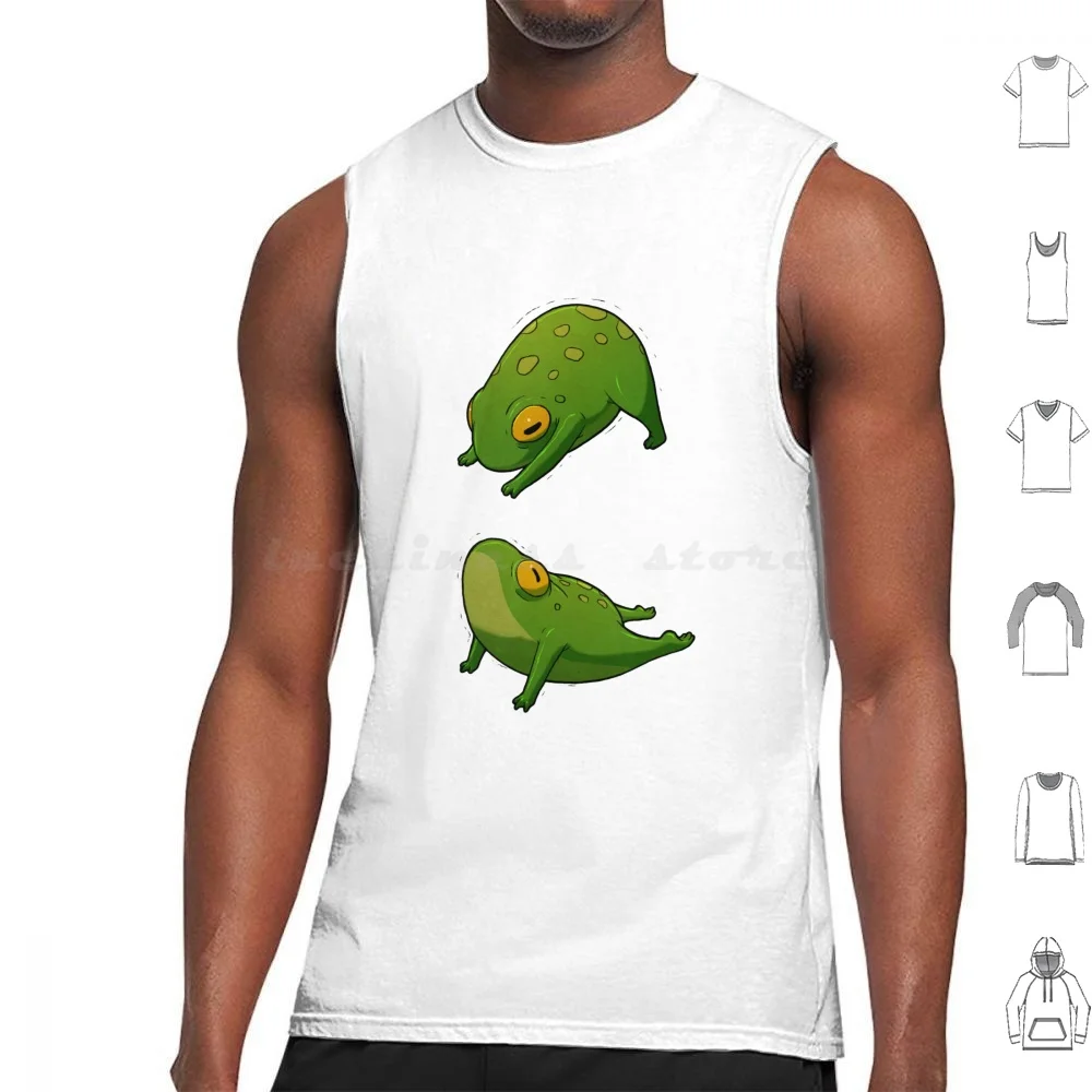 Yoga Frog Upward Downward Dog Tank Tops Print Cotton Frog Frogs Cute Yoga Upward Downward Cottagecore Dinghuart