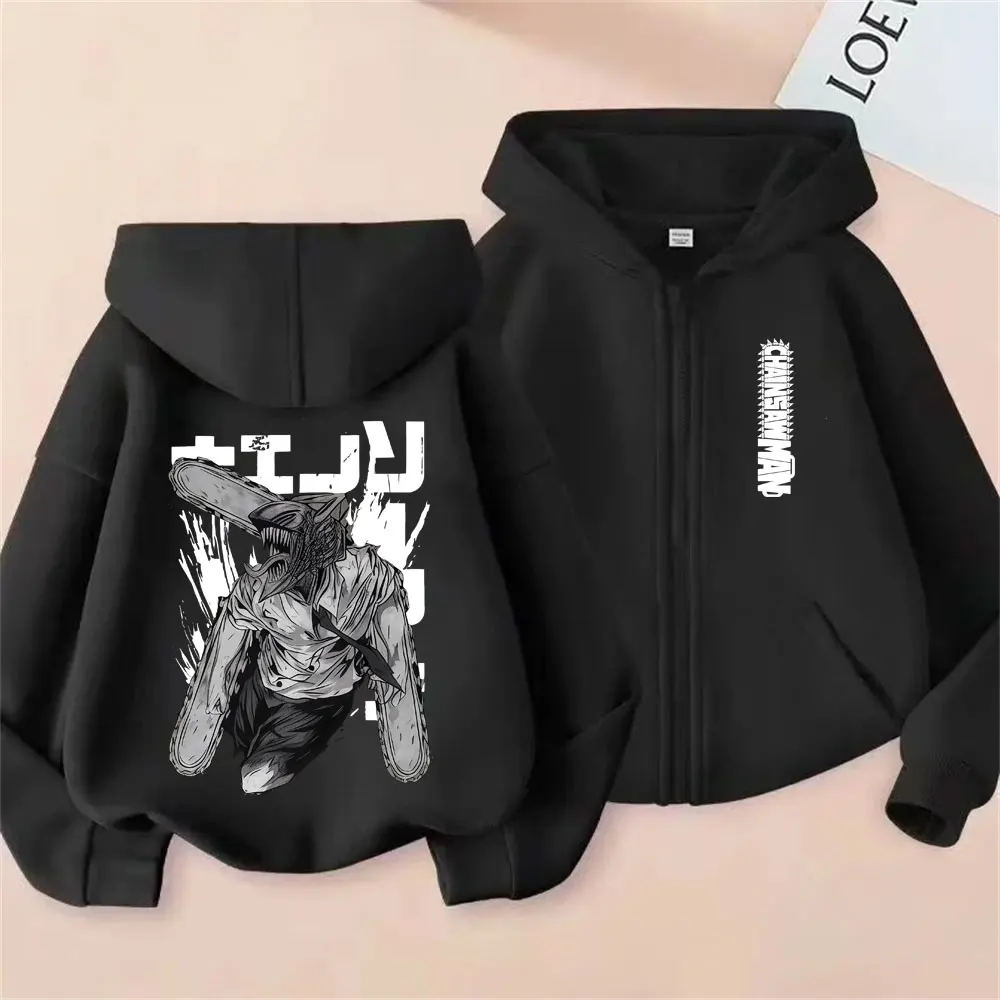 

Anime Chainsaw Man Graphic Zipper Hoodie Denji Pochita Print Zip Up Jacket Men Women Manga Casual Oversized Hoodies Streetwear