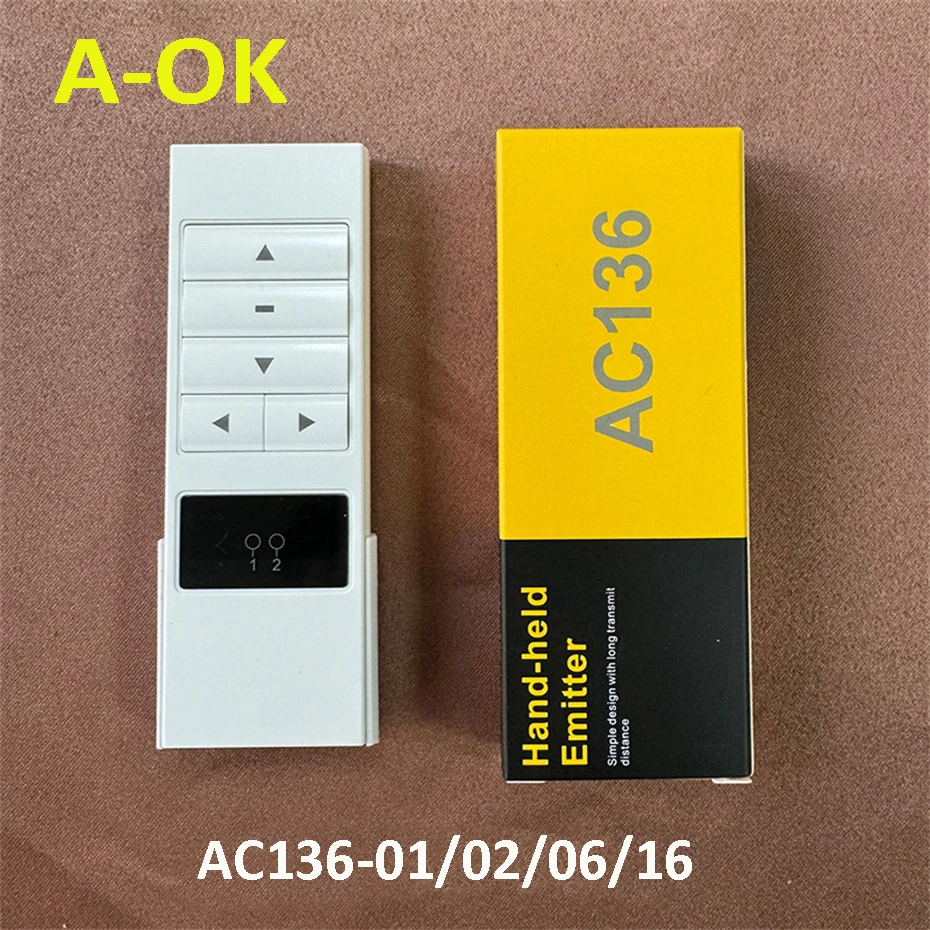 

Оригинальный A-OK AC136-1/2/6/16 для A-OK RF433 Curtain Motor/трубчатый двигатель RF433, беспроводной излучатель RF433, ручной пульт дистанционного управления, без аккумулятора