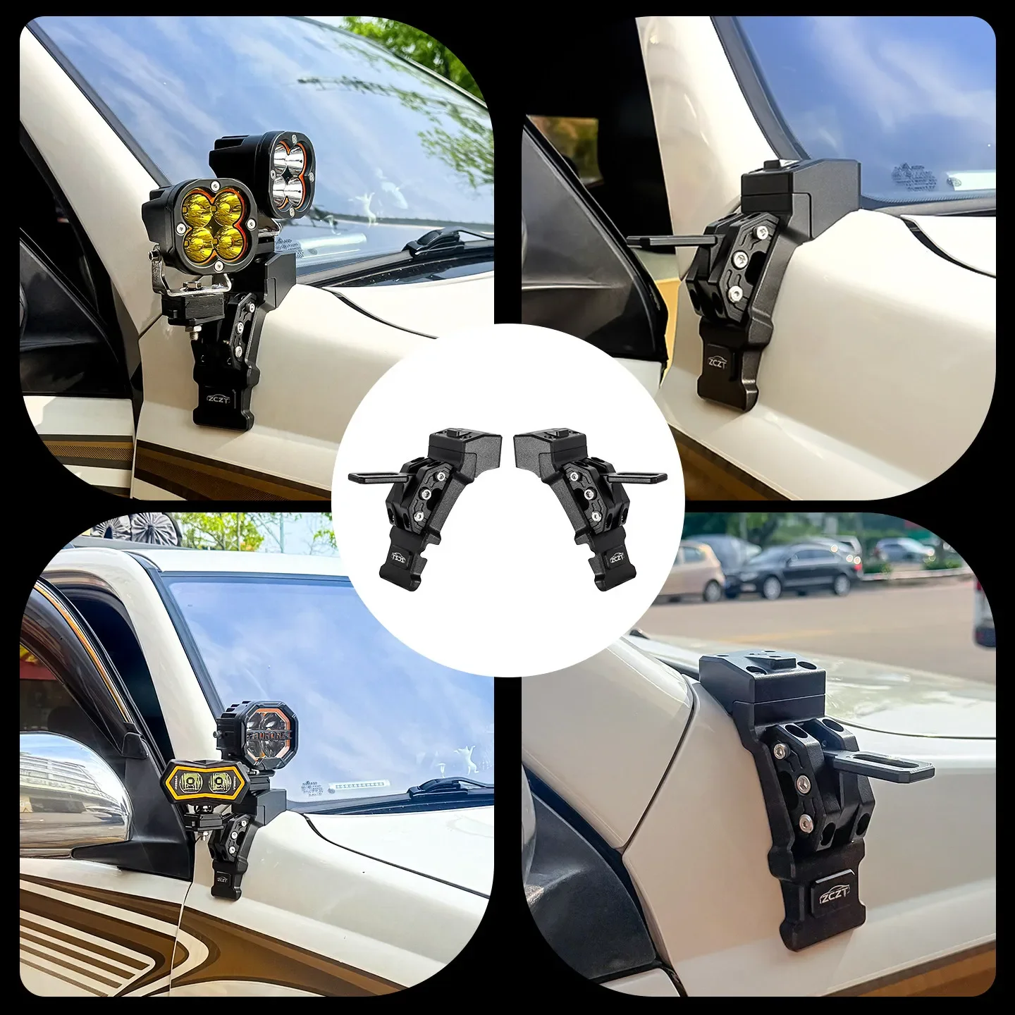 For Prado LC120 Z Series A-Pillar Extension Bracket Modified Hood LED Spotlights Quick-Release Dual Light Rack Accessories