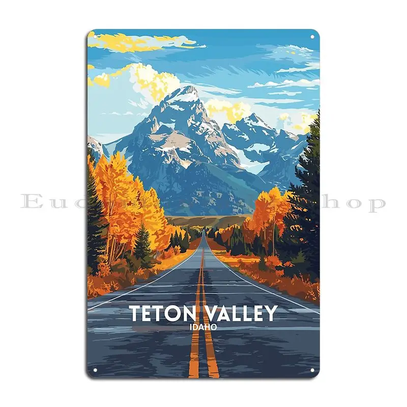 Minimalistic Teton Valley Idaho United States Metal Signs Wall Mural Pub Living Room Personalized Kitchen Tin Sign Poster