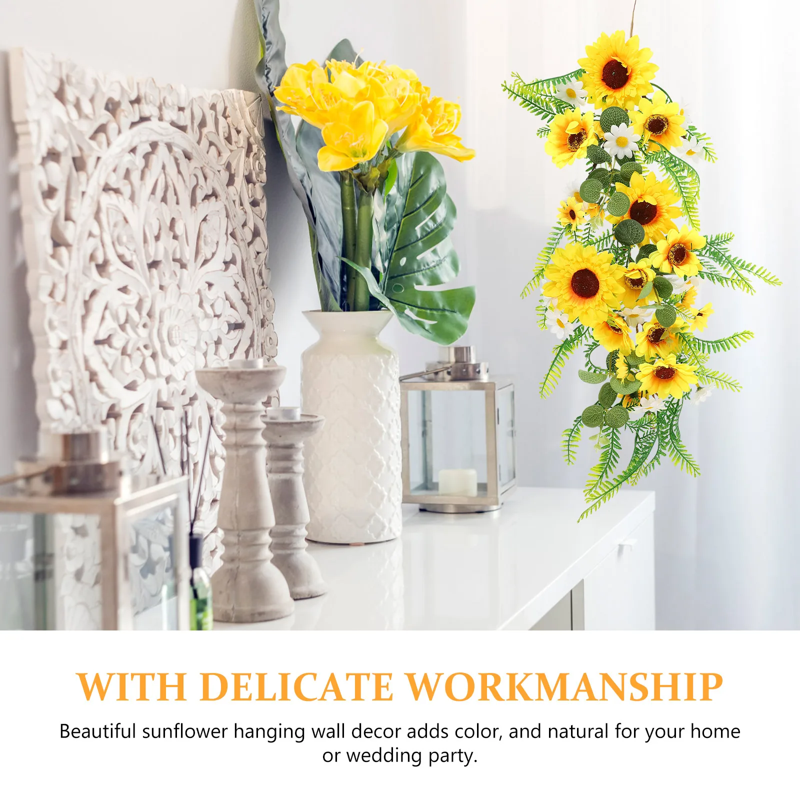 

Artificial Sunflower Wall Decor Simulated Flower Hanging Decoration for Home Wedding Festive Adornment Floral Strip