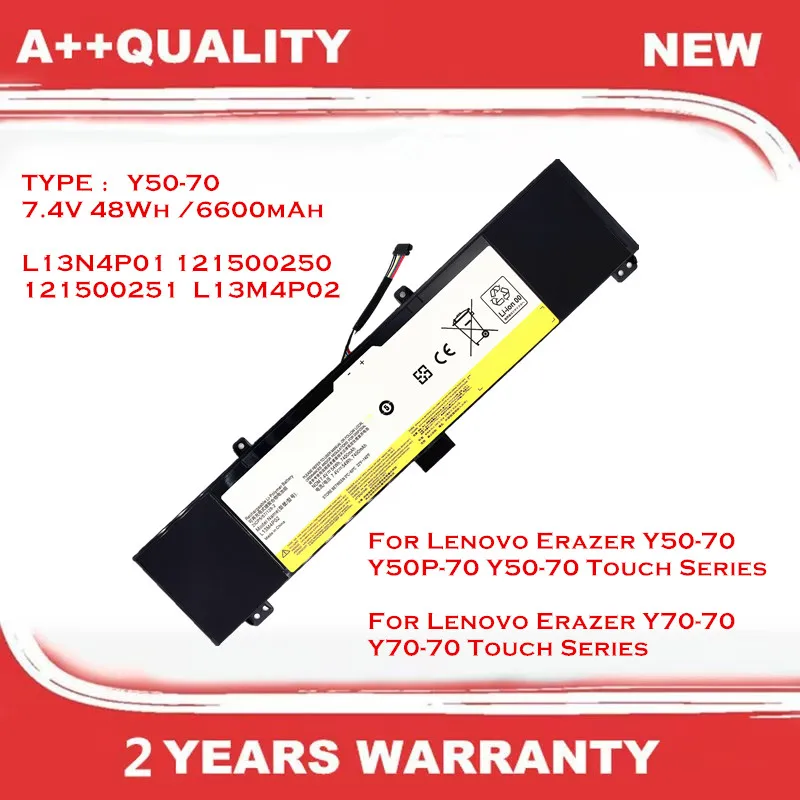 

L13M4P02 Battery For Lenovo Erazer Y50-70 Y50P-70 Y70-70 Touch Series L13N4P01 121500250 121500251 L13M4P02 7.4V 48Wh