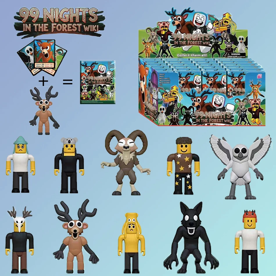 새로운 99 나이츠 인 더 포레스트 사슴 부엉이 염소 괴물 블라인드 박스 세트 모델 조립 어린이 장난감 플라스틱 인형 생일 선물