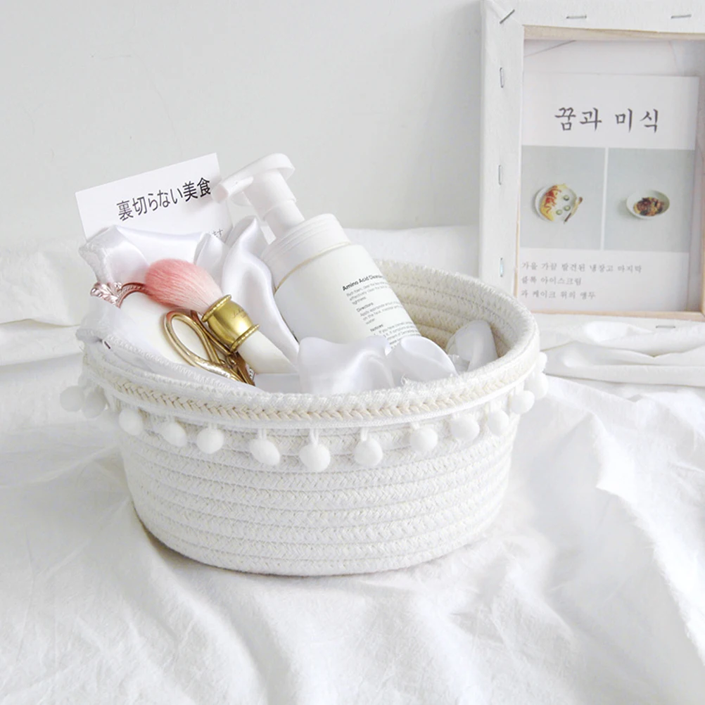 

Cotton Thread Storage Frame Basket Cute Wire Rope Desktop Woven Baskets Household