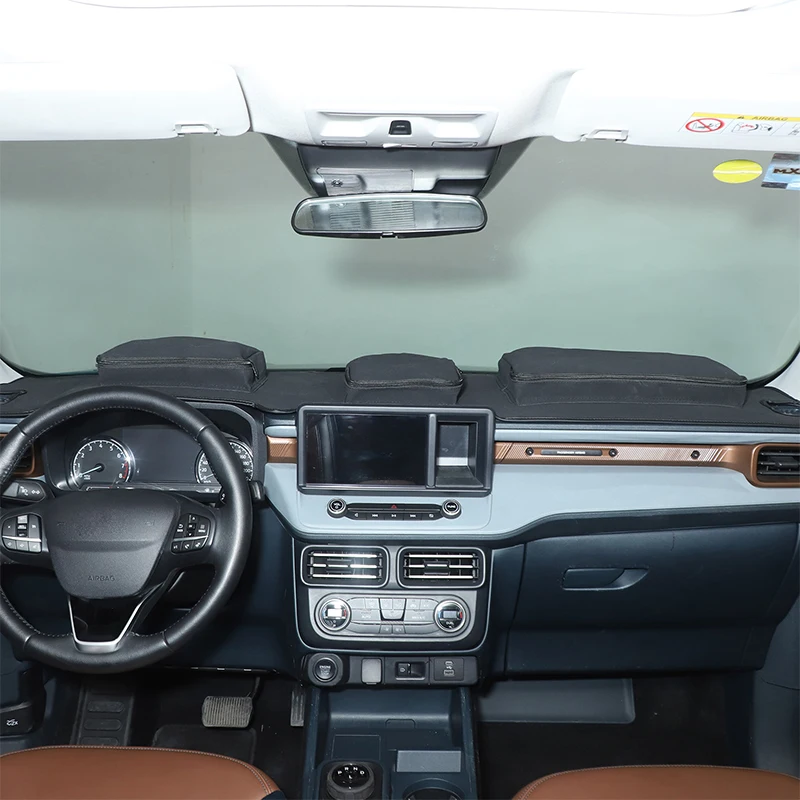 

Methoucar для Ford Maverick 2022-2025, солнцезащитный коврик для приборной панели автомобиля с сумкой для хранения на молнии, аксессуары для интерьера автомобиля