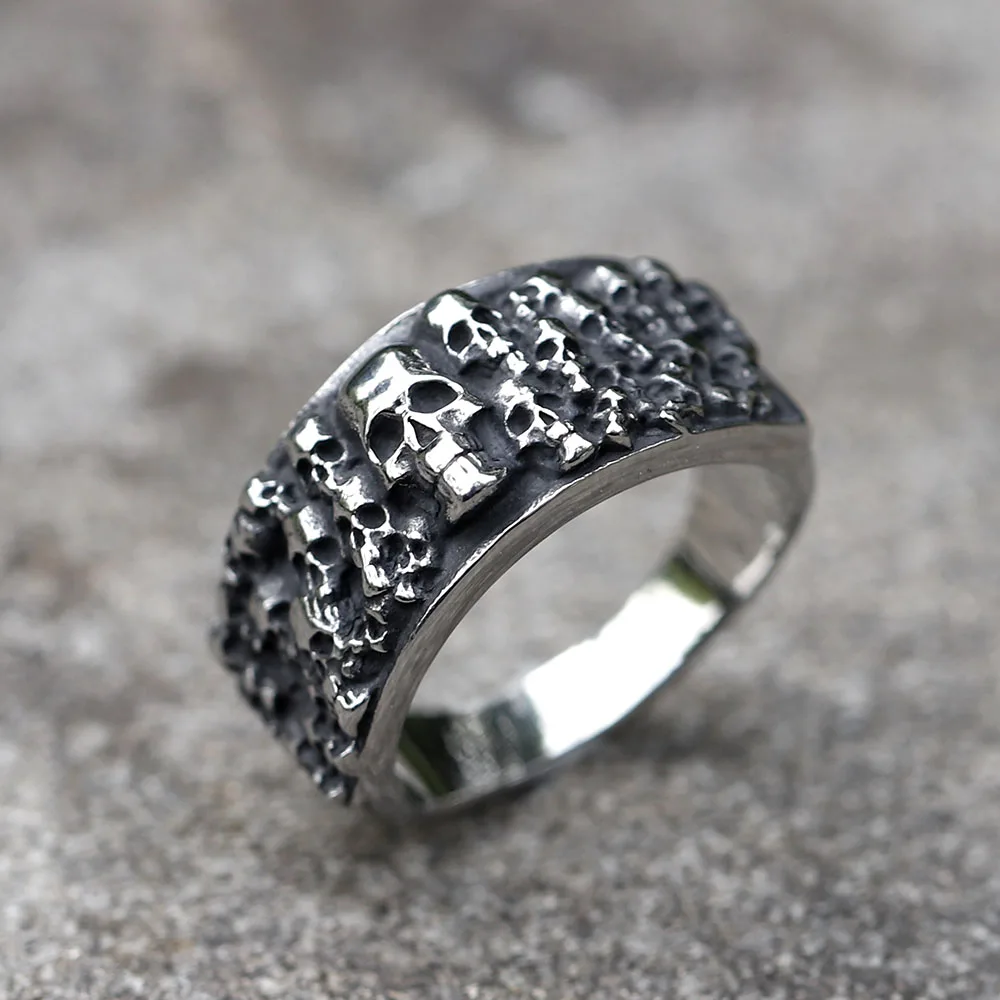 2022 NEW Men\'s 316L stainless steel rings Vintage Halloween Gothic Funny Devil Skull punk fashion jewelry free shipping