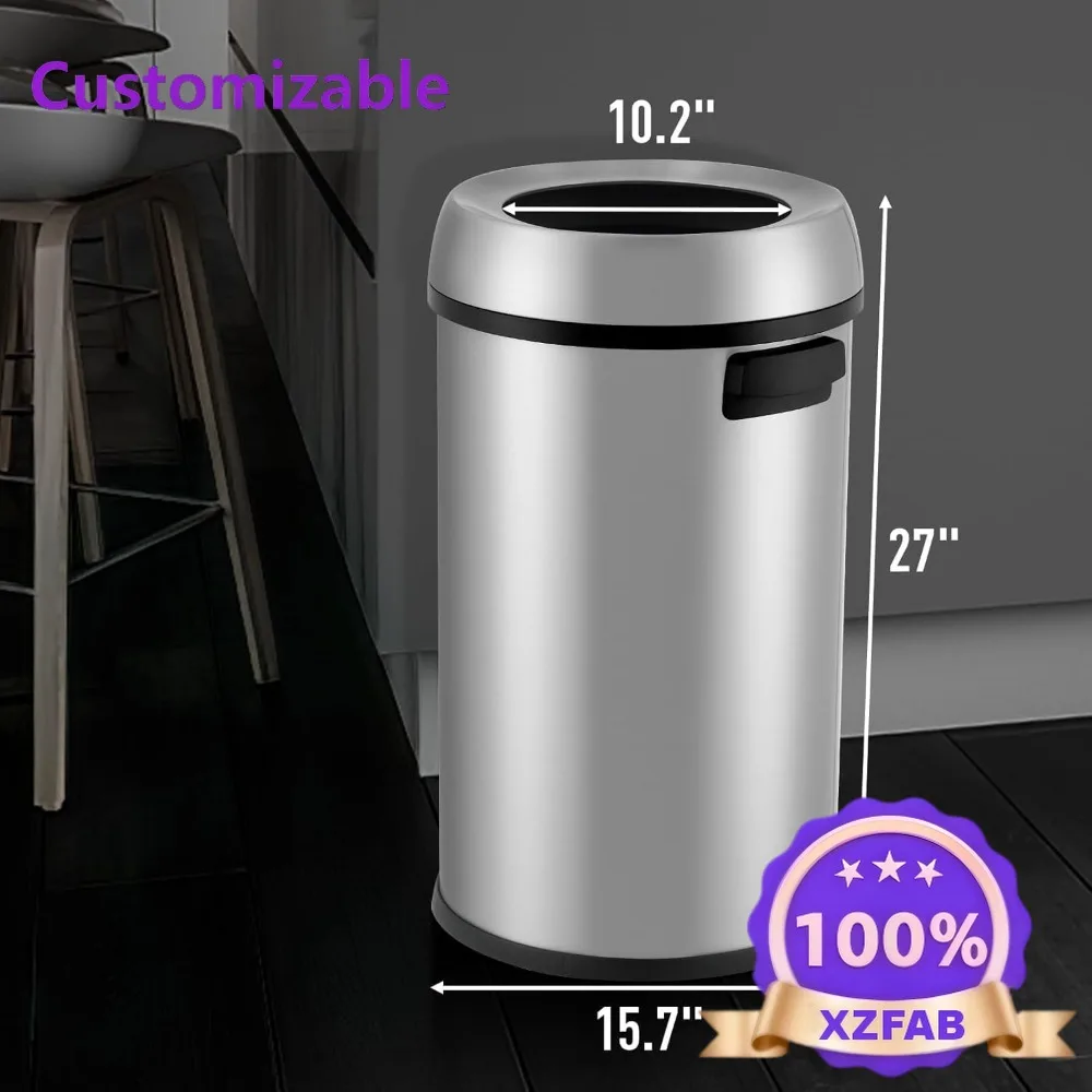 Factory Direct 2026 65L/17Gal Heavy Duty Open Top Commercial/Kitchen Trash Can, Fingerprint-Resistant Waste Bin for Office
