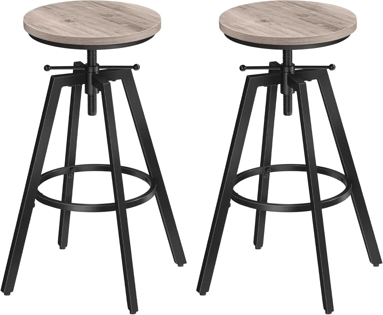 Set of 2 Industrial Bar Stools, Height Adjustable, Kitchen Breakfast Bar Stools, for Bar, Dining Room