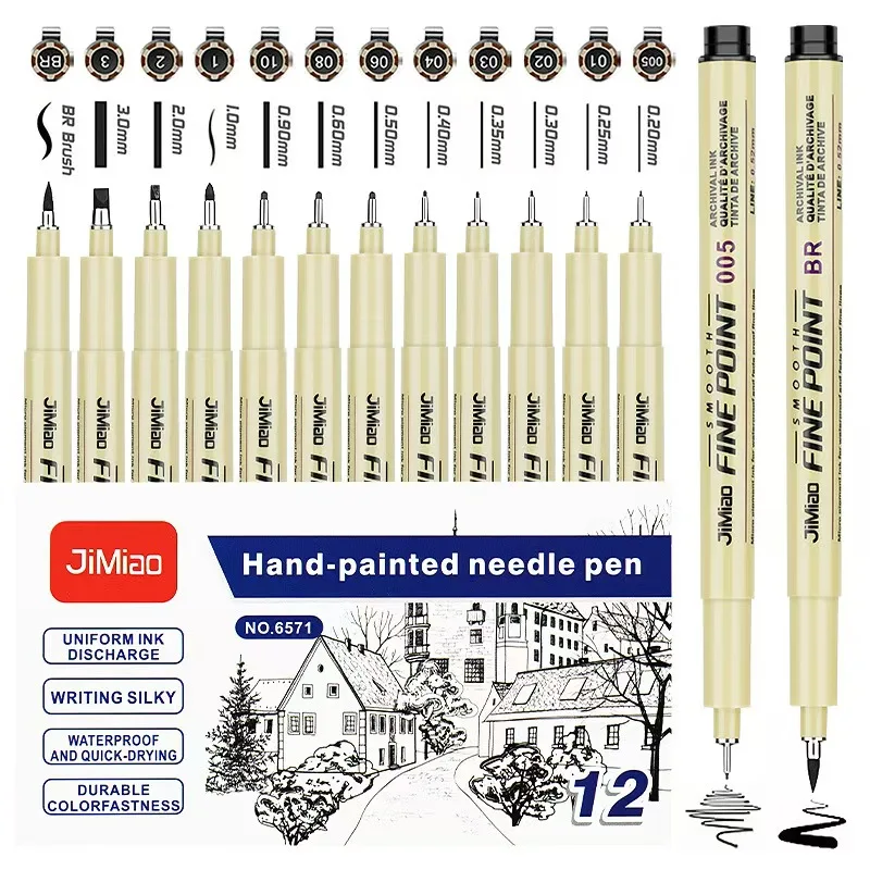 

Ручки Micro Fineliner, черные ручки для рисования, набор водонепроницаемых чернил, контурная ручка для художников, набор для прецизионного рисования и эскизов