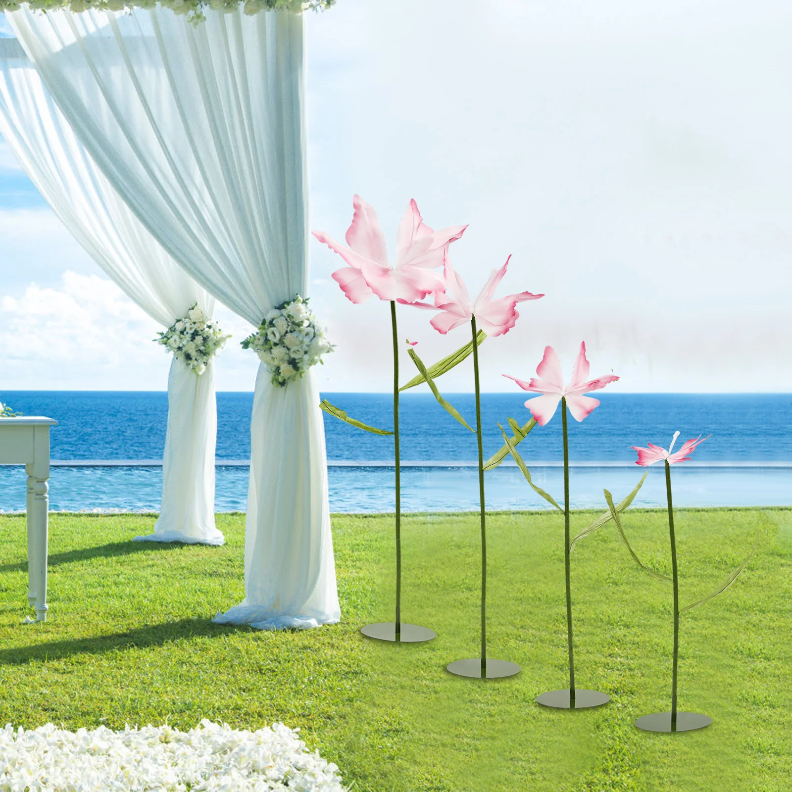 

4-Piece Wedding Decoration Set Artificial Butterfly Flower Outdoor Wedding Decoration Adjustable Design -Pink