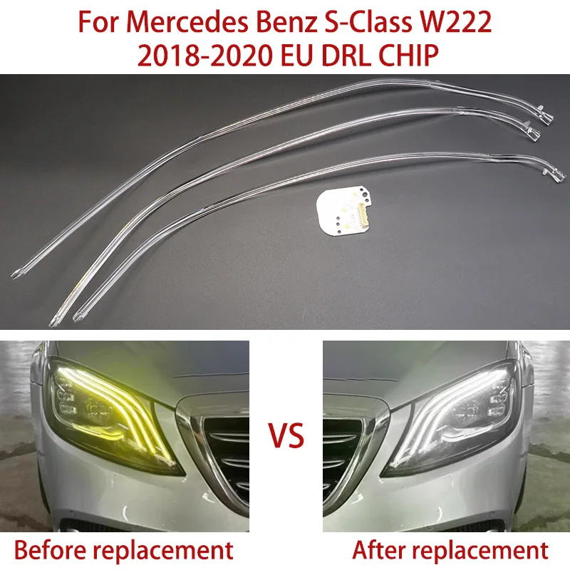 Lamp For Mercedes-Benz S-Class White Light Angel Eye W222 Ballast European Edition Car DRL CHIP 2018-2020 Daytime Running Light