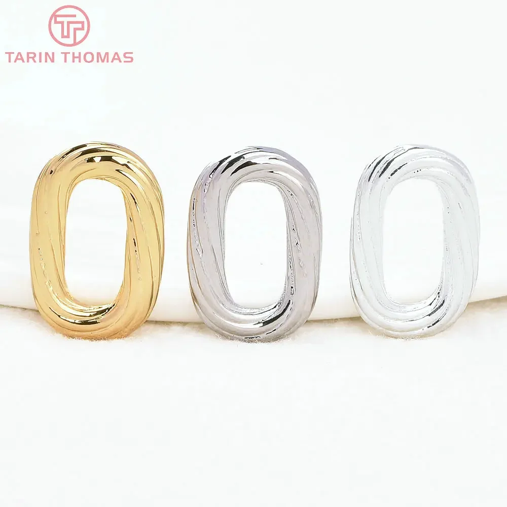 (8322) 6PCS 10.5x16MM 24K Gold Color Brass Oval Shaped Twisted Closed Rings Connector Charms High Quality Jewelry Accessories