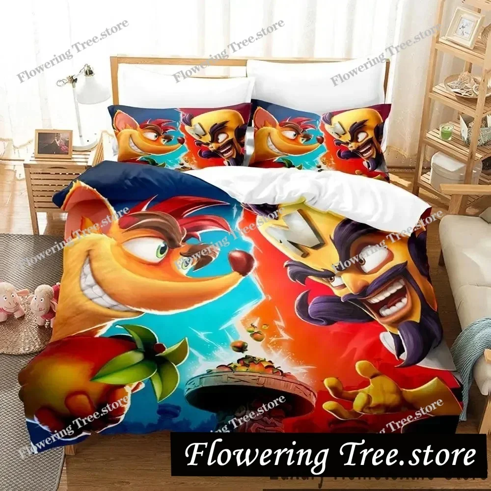 3D Print Crash Bandicoot Game Bedding Set Boys Girls Twin Queen King Size Duvet Cover Pillowcase Bed boys Adult