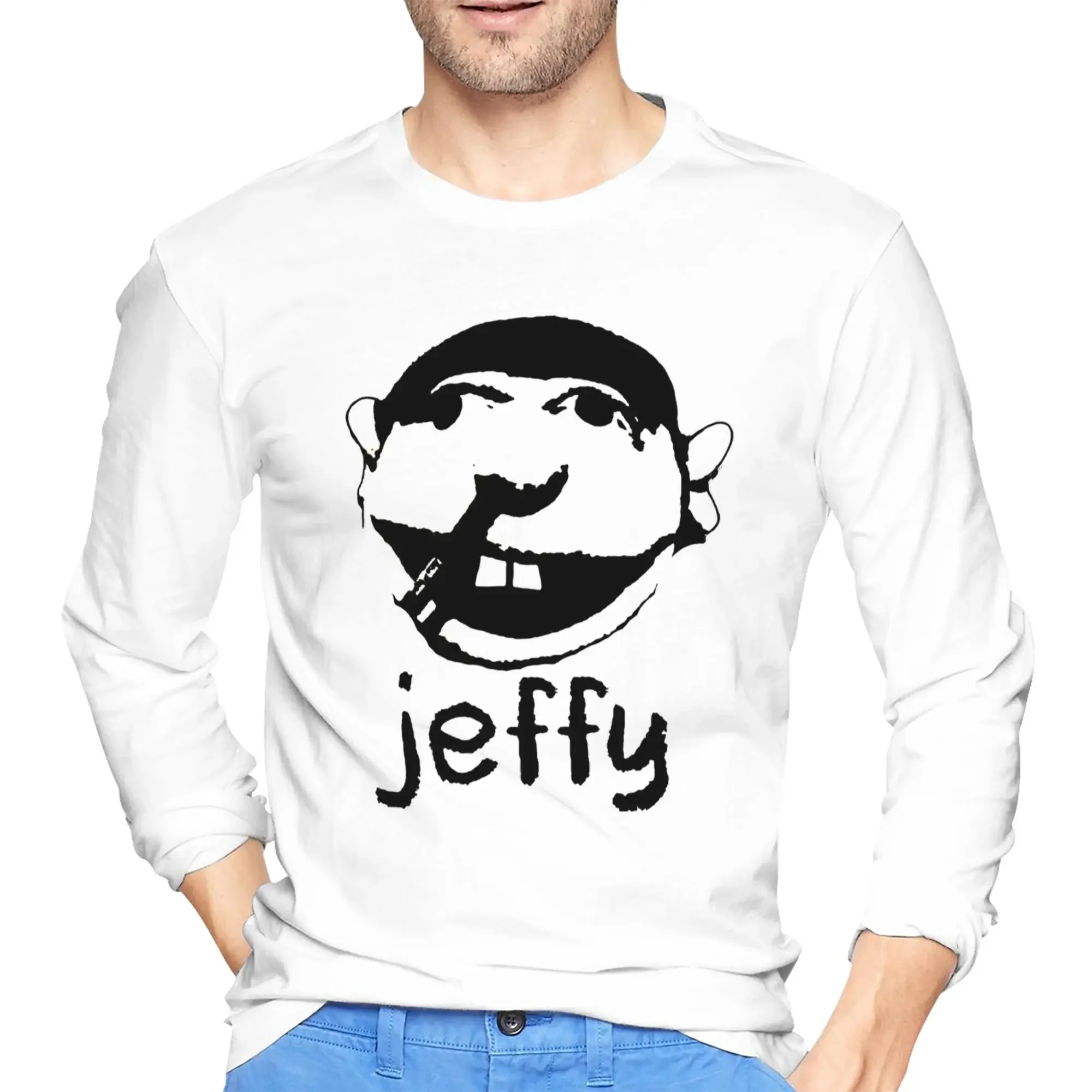 

jeffy face sml rapper Men's Long Sleeved T-shirt Fashion Round Neck T shirts Spring and Autumn Men tops