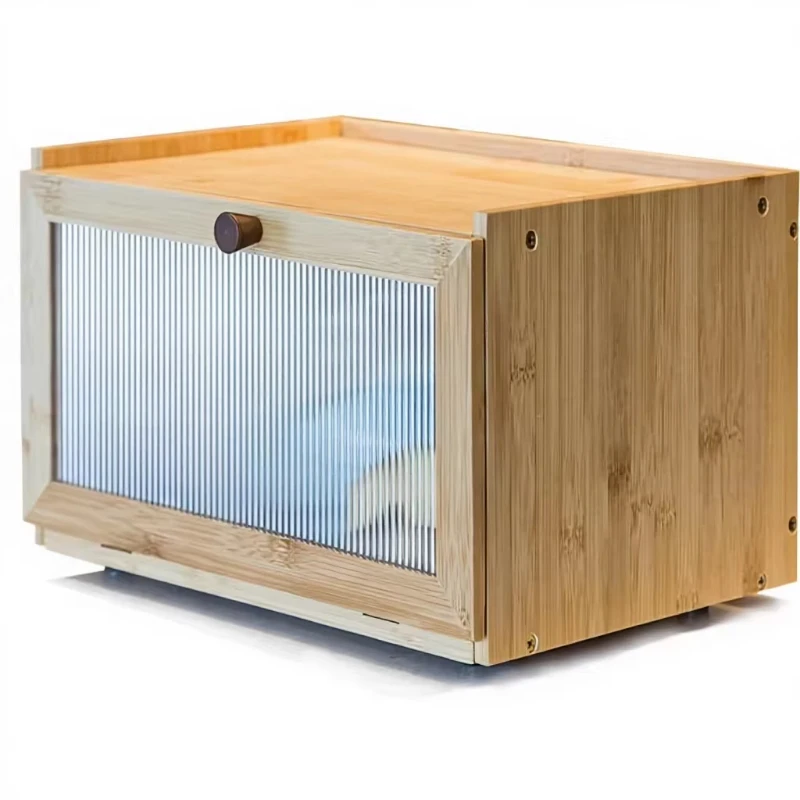 Reusable Bamboo Kitchen Counter Large Storage Container Farmhouse Style Window Bread Rack Gift Available