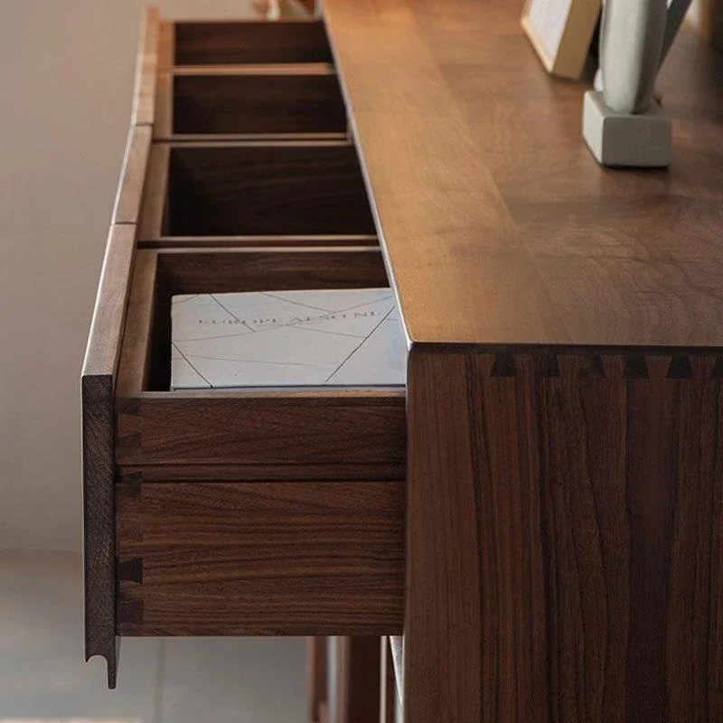 Nordic black walnut all solid wood side cabinet integrated storage cabinet simple cherry wood