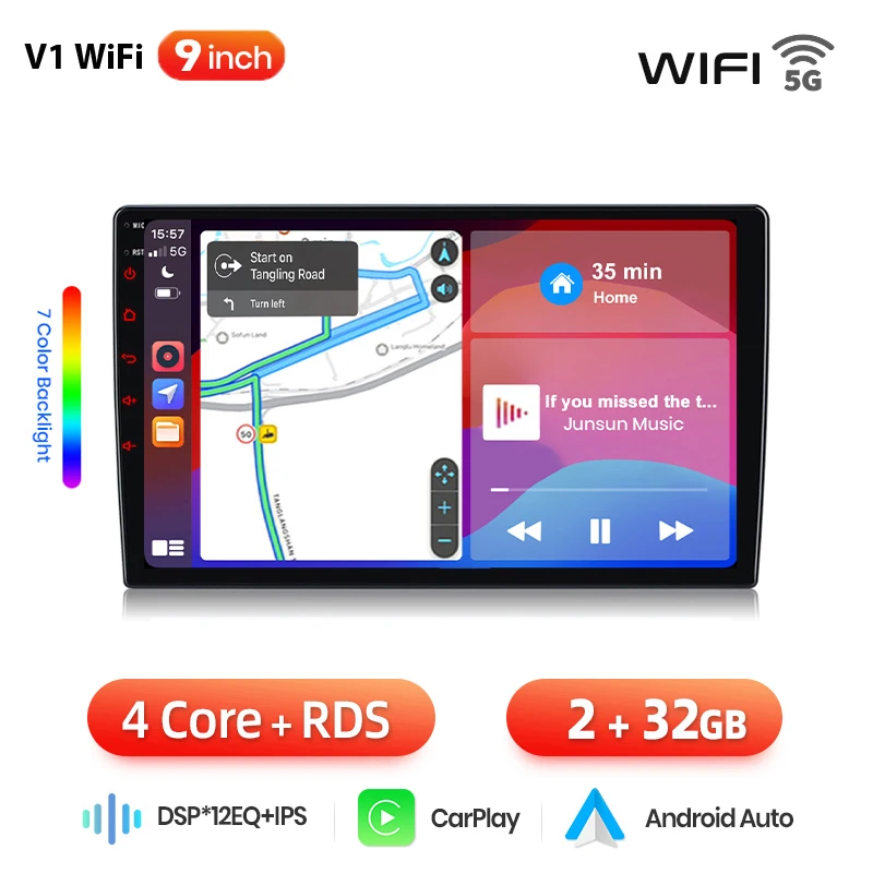 Junsun voor Suzuki Alto 2009-2016 9 Inch 4GB 64GB Android 13 Car Stereo GPS Navigatie Carplay Auto Radio DSP Bluetooth FM Ondersteuning Stuurwielbediening USB AUX Ingang Achteruitrijcamera Klaar 1080P