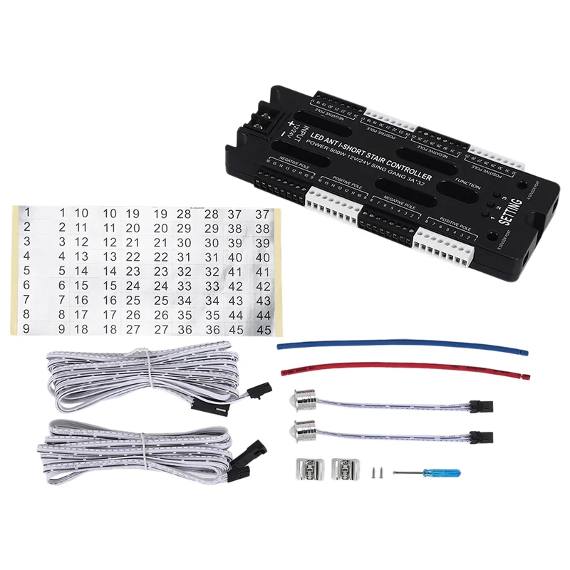 AB45 para escaleras tira Flexible Sensor de movimiento LED interior 32 canales brillo ajustable DC 12V 24V controlador de luz de escalera