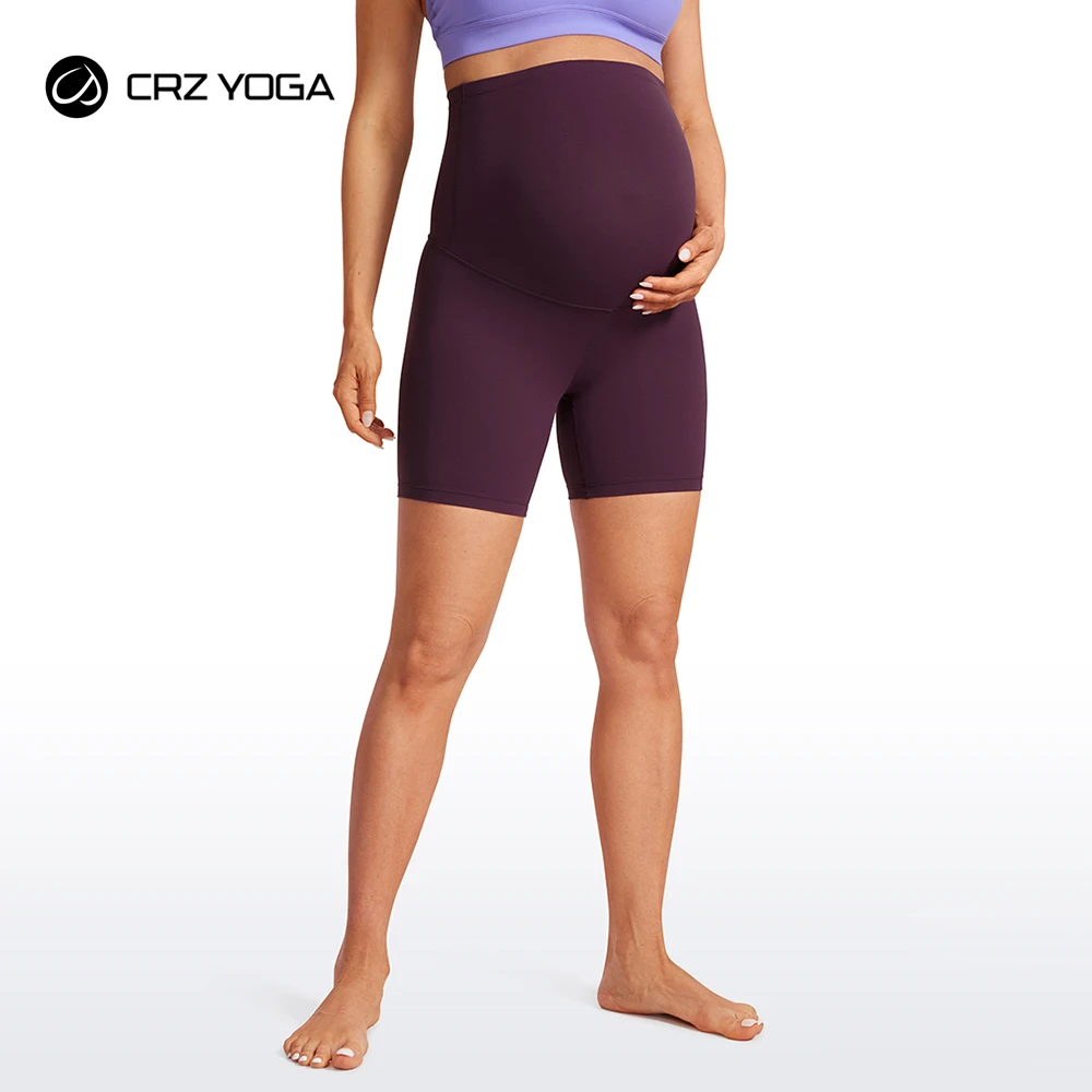 

CRZ YOGA Womens Butterluxe Maternity Yoga Shorts 6" - Over The Belly Pregnancy Workout Athletic Biker Shorts