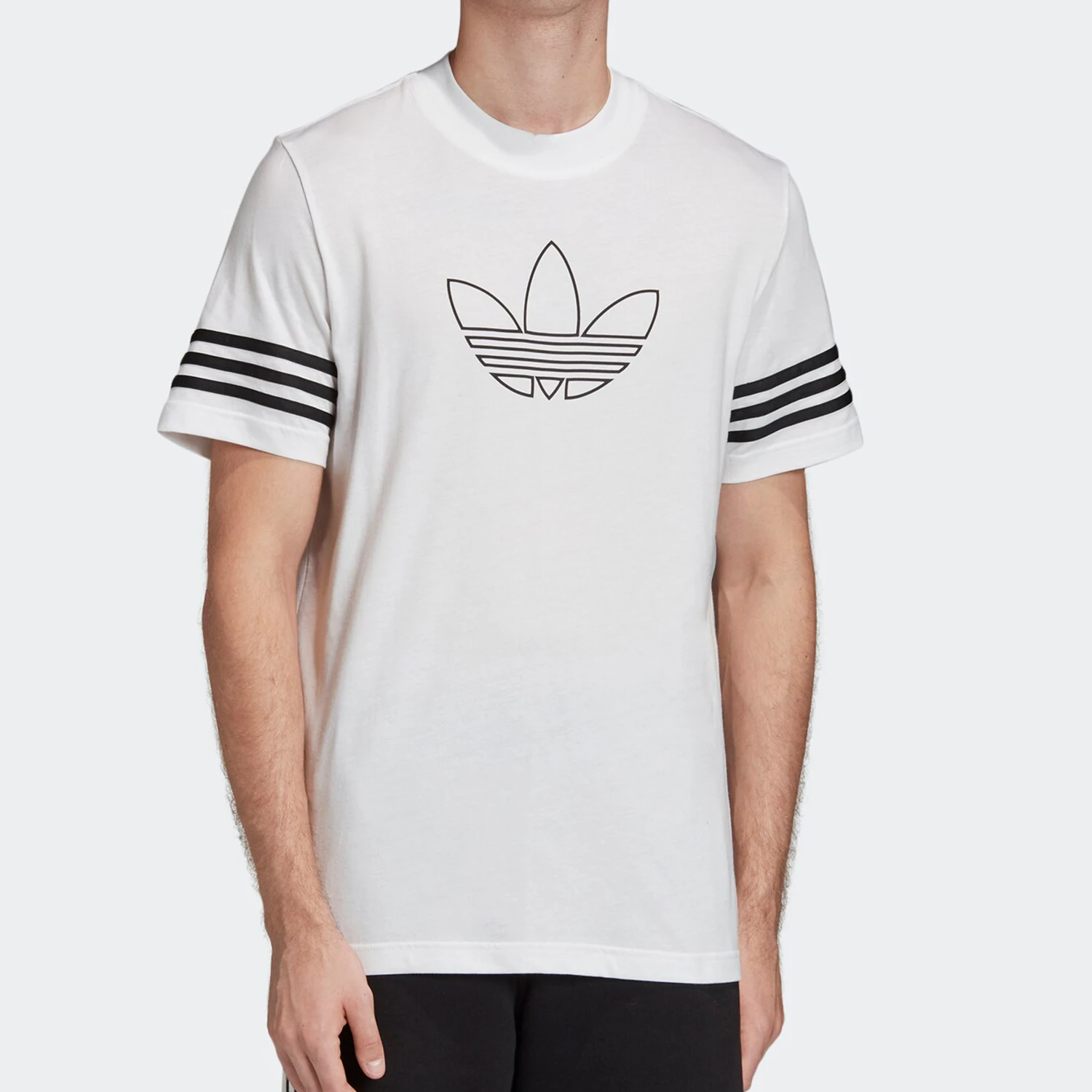 Adidas Authentic Current Season New Three Leaves Men's Sports Round Neck T-Shirt FM3894