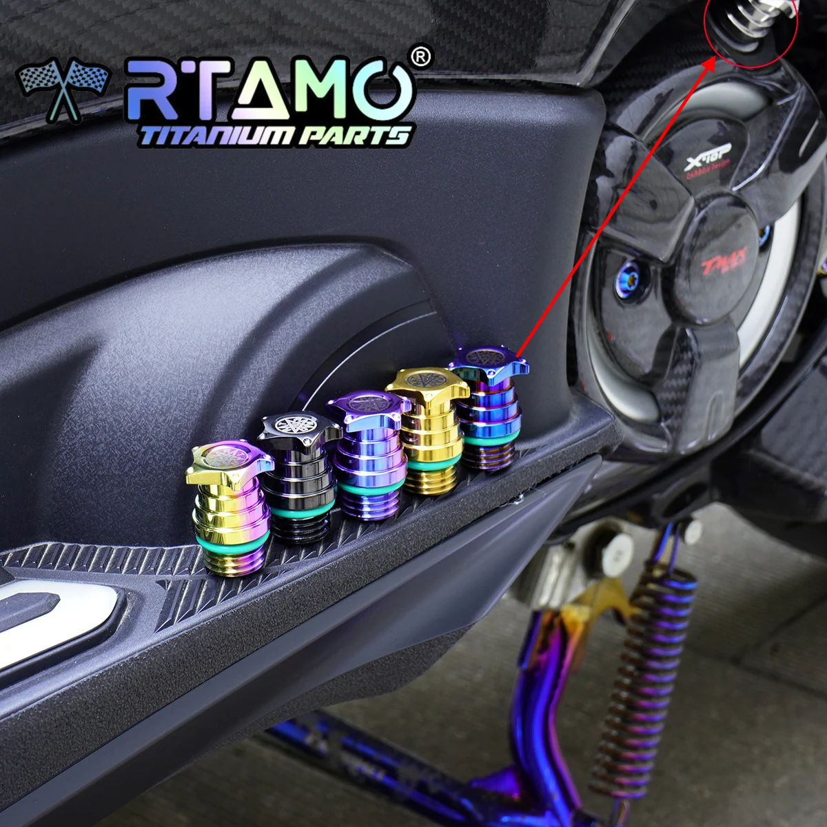 

RTAMO Gr5 Titanium Engine Oil Bolt M20X1.5/2.5 Pitch Fit for Tmax Xmax DRG