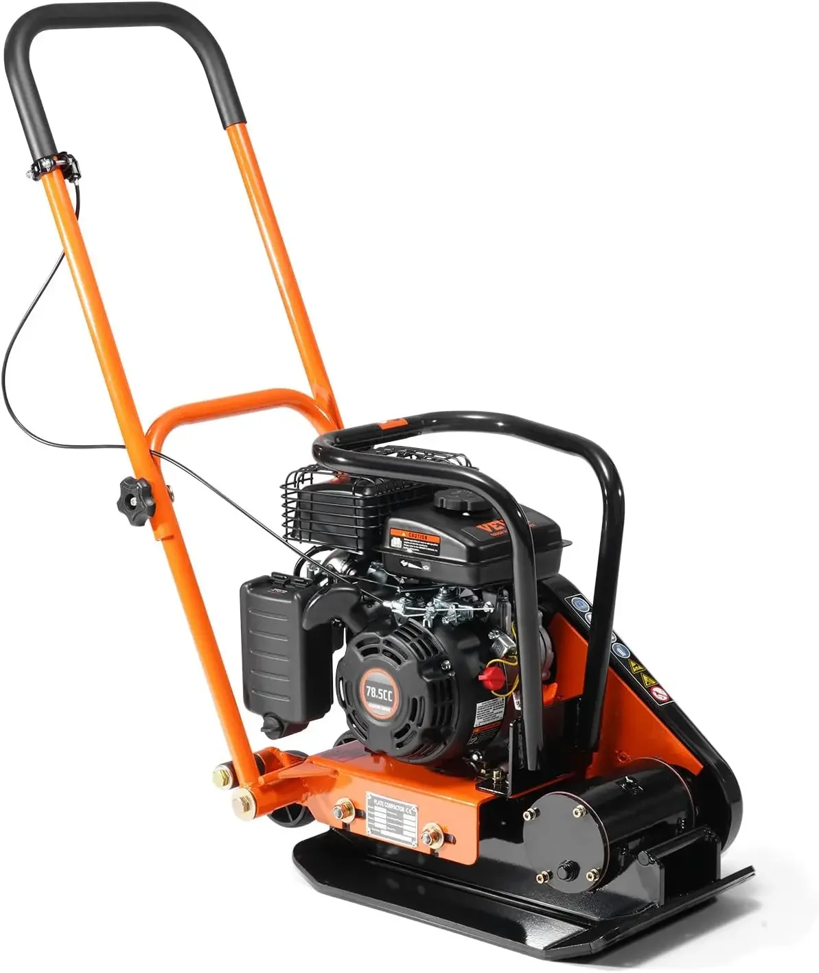 VEVOR Plate Compactor, 2.8 HP 78.5CC Gas Engine 5,250 VPM, 1,920 lbs Force Vibratory Compaction Tamper with 18.7 x 11.8 inch Pla