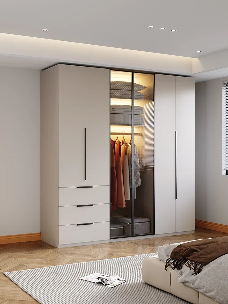 True European pine board, one door to the top, 60CM combination wardrobe, light luxury, modern and simple home wardrobe