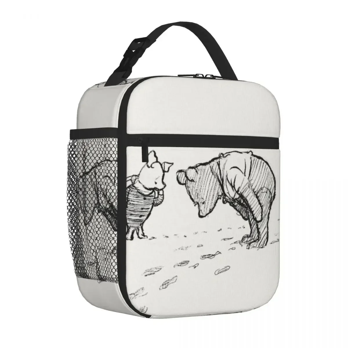 Winnie The Pooh Sketch Insulated Lunch Bags Waterproof Picnic Bag Thermal Cooler Lunch Box Lunch Tote for Woman Work Kids School