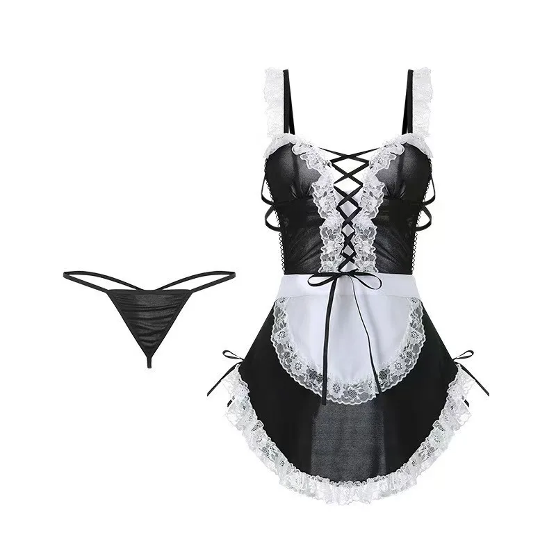 Sexy Women Porn Lingerie Hot Cosplay Maid Uniform Lenceria Sexi Hot Lace Perspective Chemise Erotic Lingerie