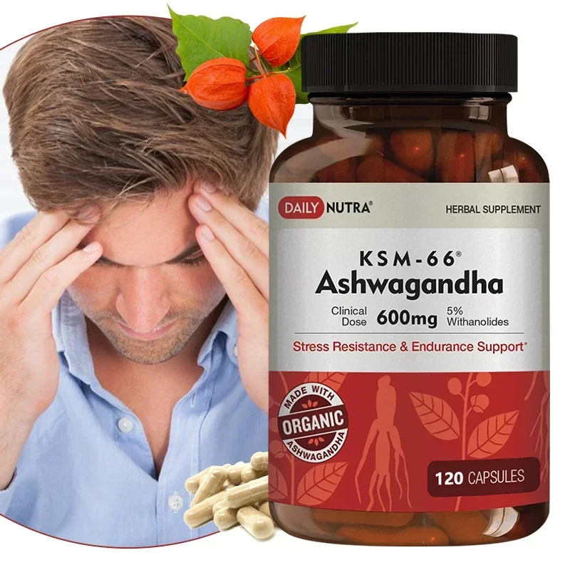 KSM-66 Ashwagandha - 600 Mg Organic Root Extract - High Potency Supplement with 5% Withanolides | Stress Relief