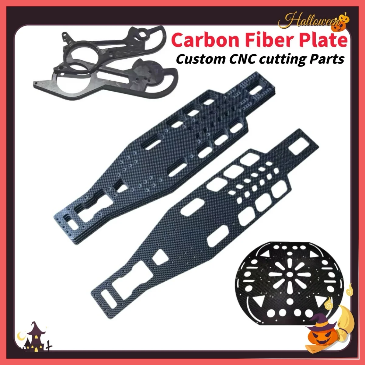 Custom CNC Carbon Fiber Plate Cutting Machining Service 3K CFRP Sheet Drilling Countersink Chamfer for FPV Drone RC Robot OEM