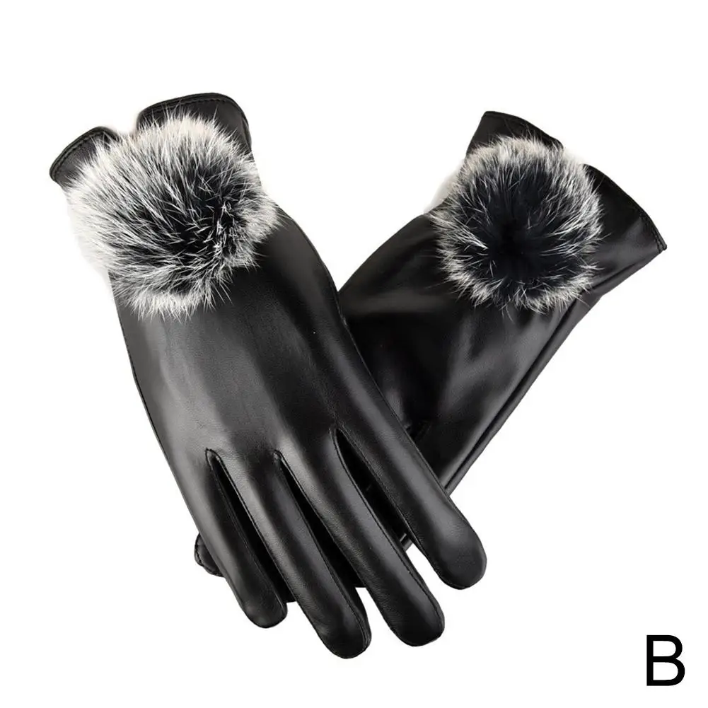 Unisex Waterproof Winter Touch Screen Leather Gloves Windproof, Fleece Lined, for Outdoor Motorcycle Riding 1PCS E1W6