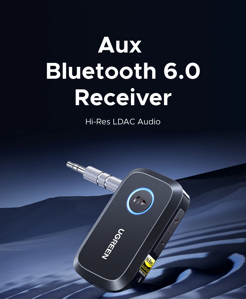 UGREEN Bluetooth 6.0 5.4 Car 3.5mm AUX Jacks for Car Speakers Audio Music Hands Free Bluetooth 5.3