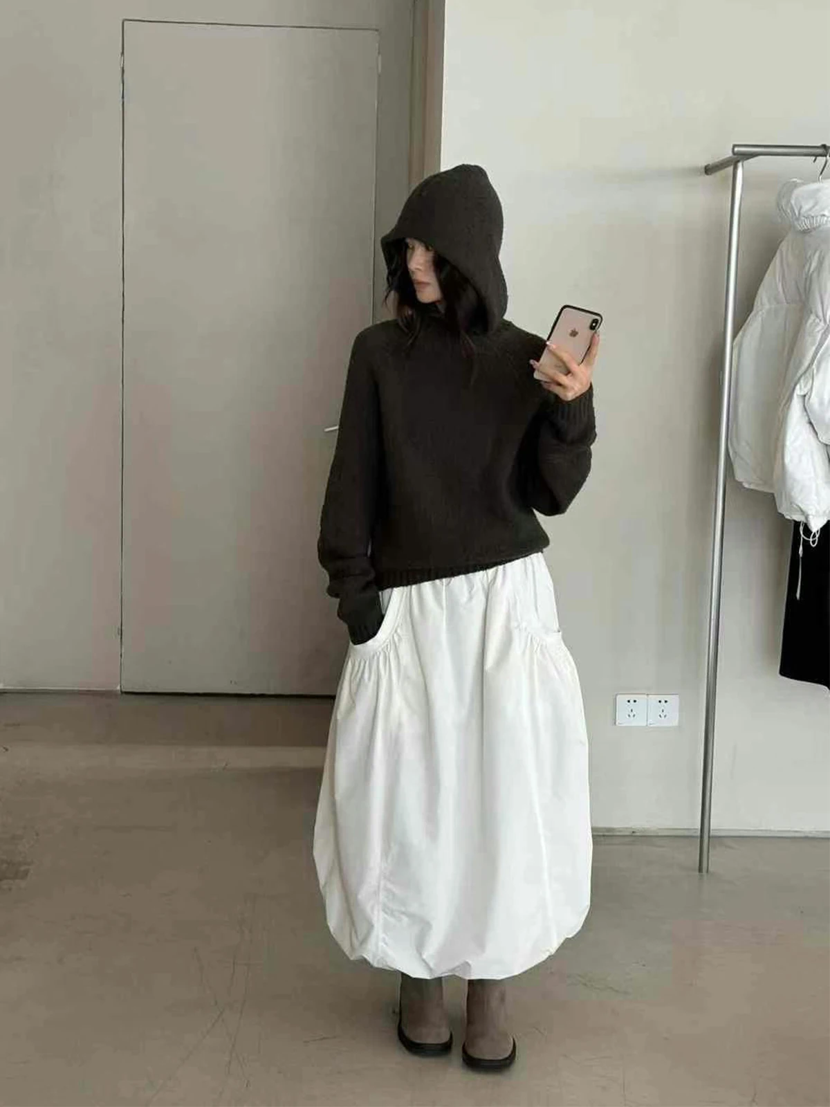 

Winter New Sle Thiened A-Line Cotton f Skirt Women's Korean Sle Over-Knee Cotton Bud Skirt Ci Commuting Casual