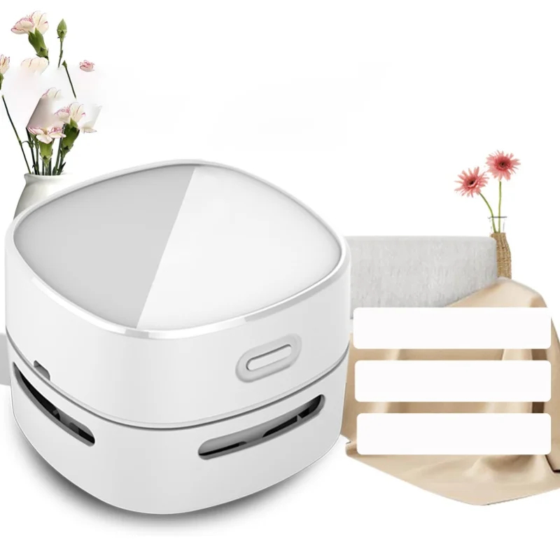 Desktop Vacuum Cleaner Mini Table Dust Sweeper Crumb Vacuum Cleaner Handheld Cordless White