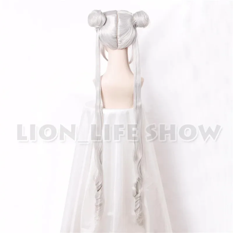 Parrucche da principessa Silver Serenity Moon Crystal Nuova regina Serenity Tsuking Usagi Parrucca cosplay grigia Super Moon