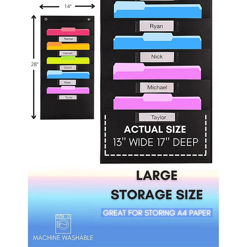 5 карманов, сверхмощная карманная карта для хранения с табличками-2 вешалки на дверь в комплекте, Подвесной Настенный Органайзер для файлов