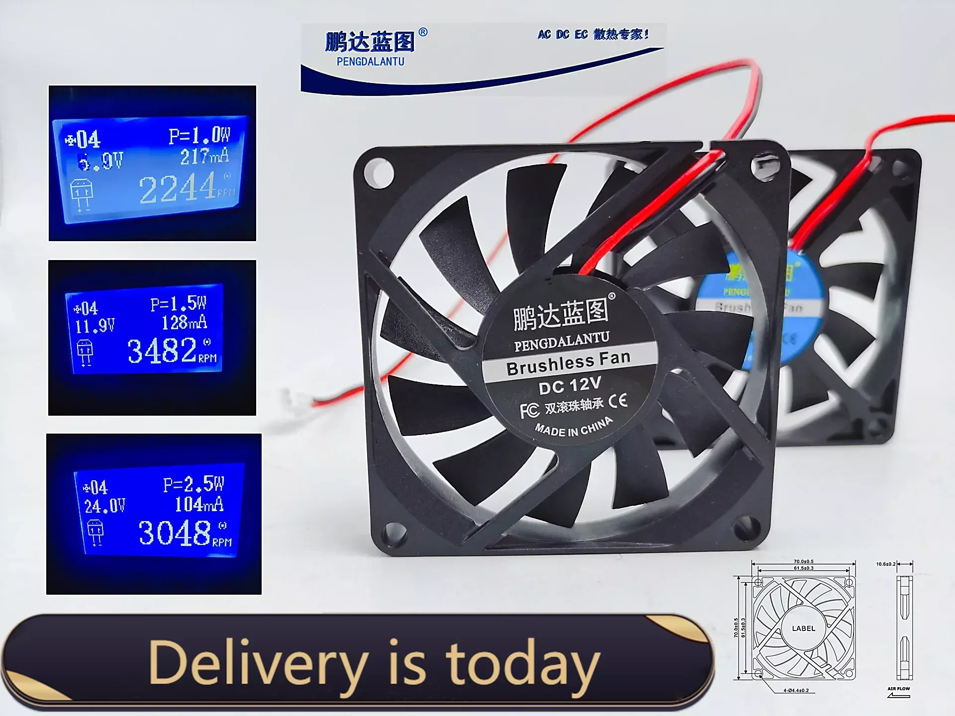 pa 70*70*10MM  Silent 7010 Fan 7cm Graphics Card 5V 12V 24V Computer Case Cooling Fan
